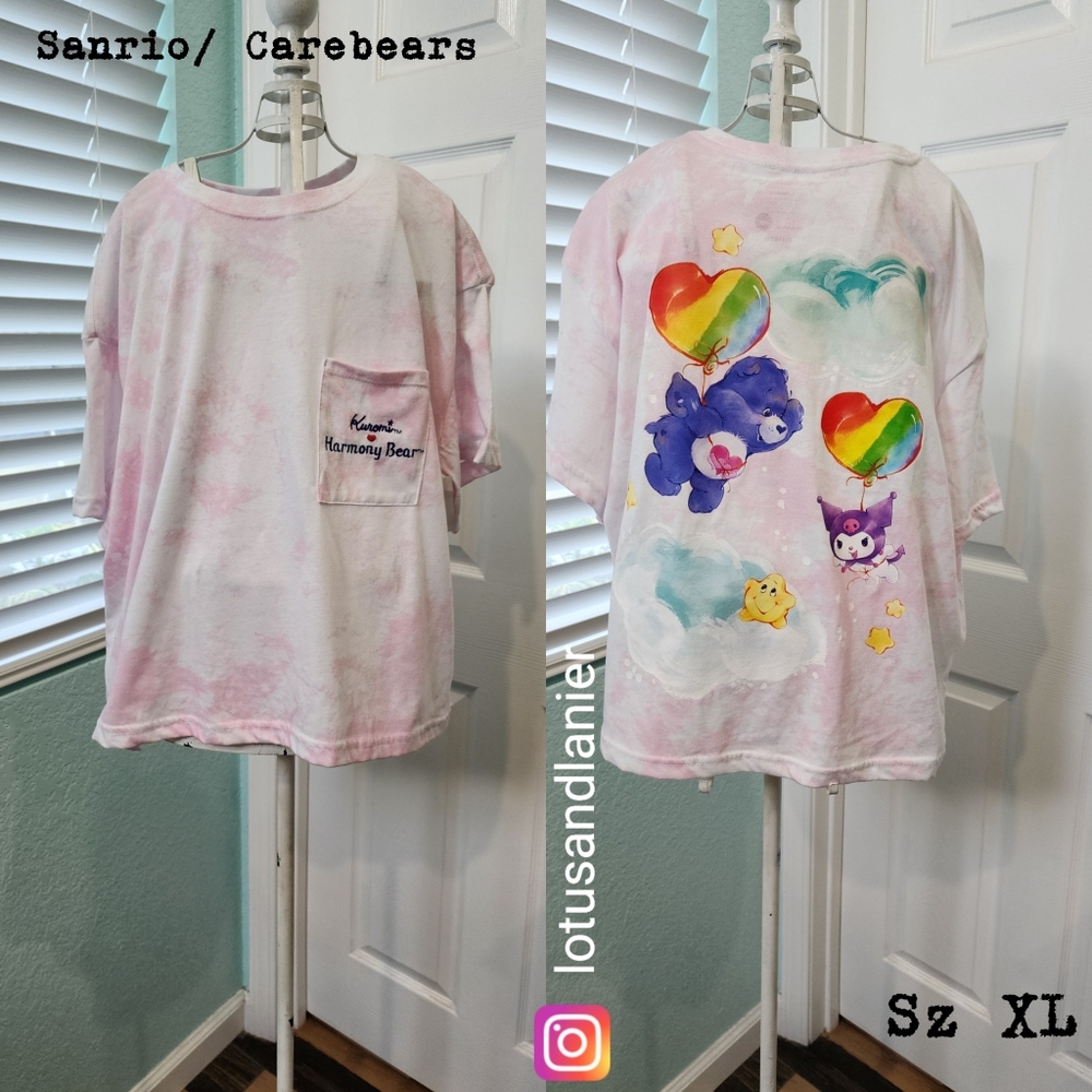 Kuromi & Friends Care Bears / Kuromi  Cropped Top  Pink Shirt Sz XL NWT
